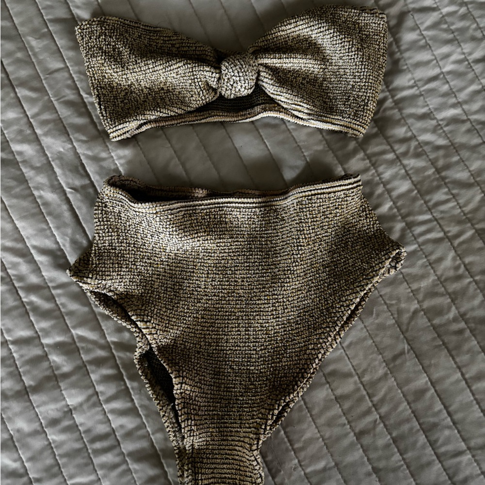 Metallic High-Waisted Bikini Set